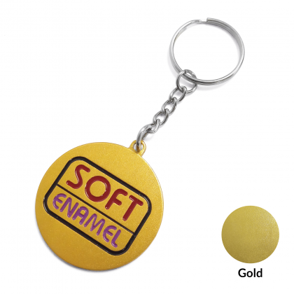 Round Aluminium Keyring - Soft Enamel - Gold