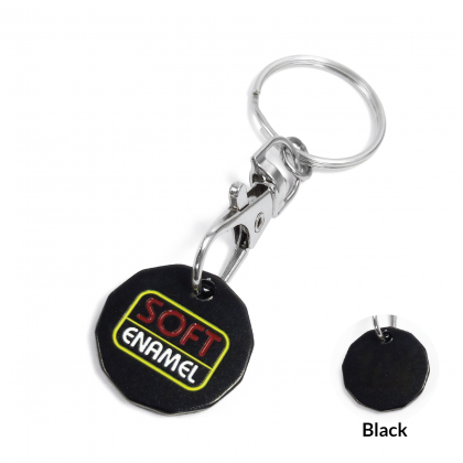 Round Aluminium Keyring - Soft Enamel - Black