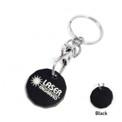 Round Aluminium Keyring - Laser Engraved - Black