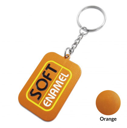 Rectangular Aluminium Keyring - Soft Enamel - Orange