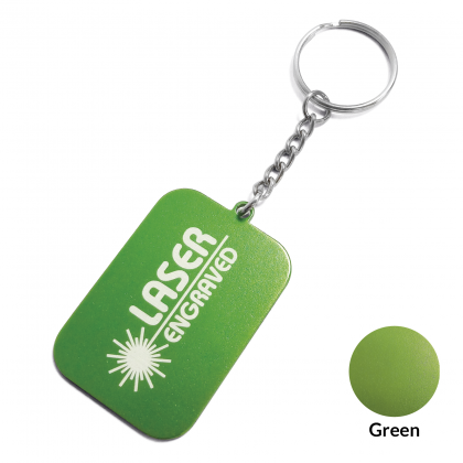 Rectangular Aluminium Keyring - Laser Engraved - Green