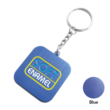 Rectangular Aluminium Keyring - Soft Enamel - Aqua