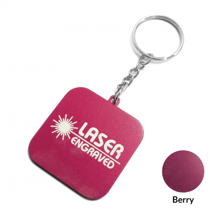 Rectangular Aluminium Keyring - Laser Engraved - Berry