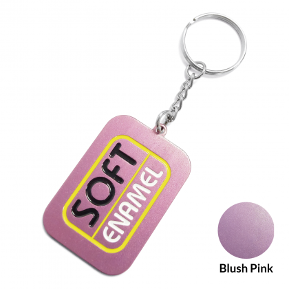 Rectangular Aluminium Keyring - Soft Enamel - Blush Pink