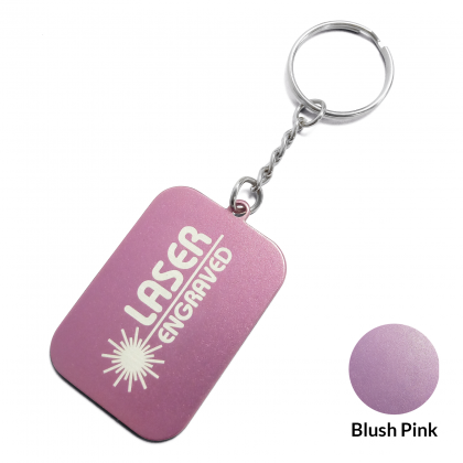 Rectangular Aluminium Keyring - Laser Engraved - Blush Pink