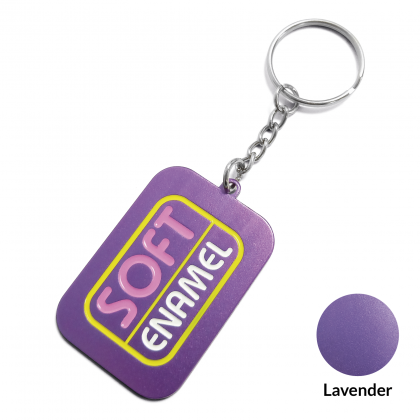 Rectangular Aluminium Keyring - Soft Enamel - Lavender