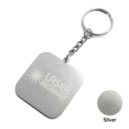 Rectangular Aluminium Keyring - Laser Engraved - Silver