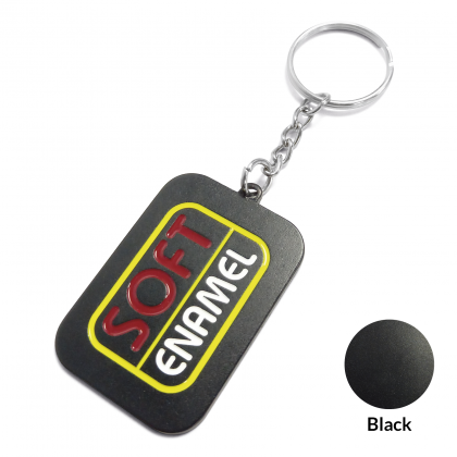 Rectangular Aluminium Keyring - Soft Enamel - Black