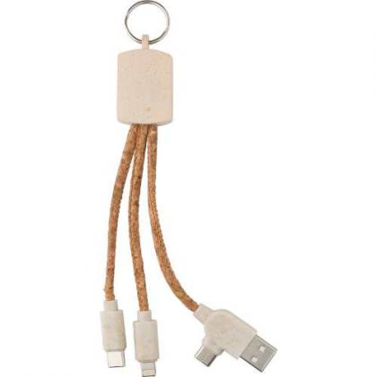 Stainless steel keychain with charging cable