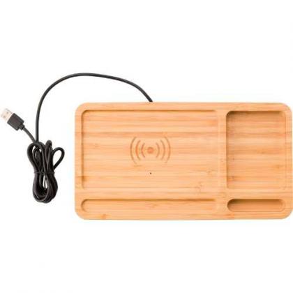 Bamboo desk organiser and charger