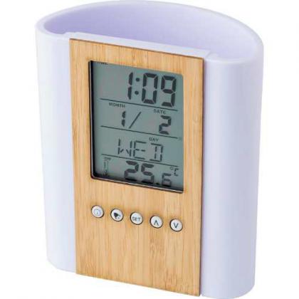 Bamboo clock and  pen holder