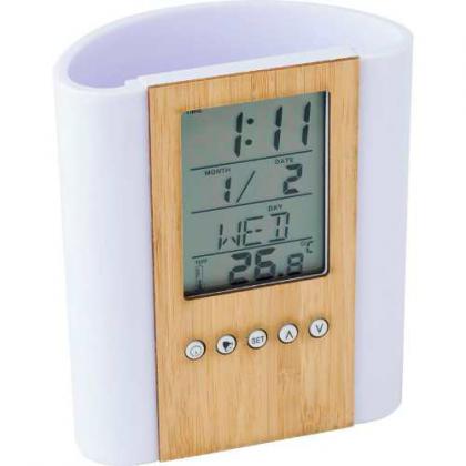 Bamboo clock and  pen holder