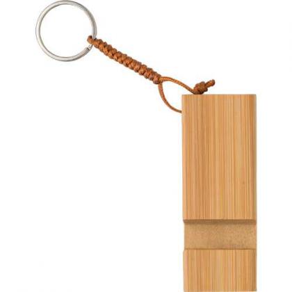 Bamboo key chain phone stand