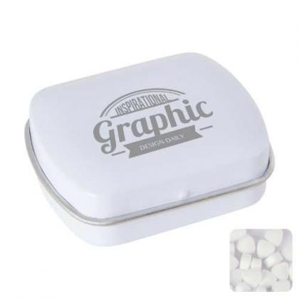 Small flat hinged tin with sugar free mints