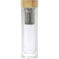 Glass and bamboo bottle with tea infuser (420ml)