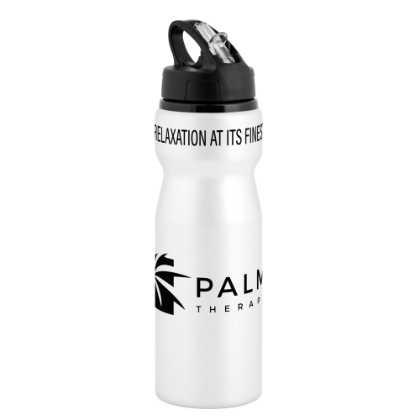 Nova Aluminium Water Bottle with Flip Sipper Lid - 750ml White