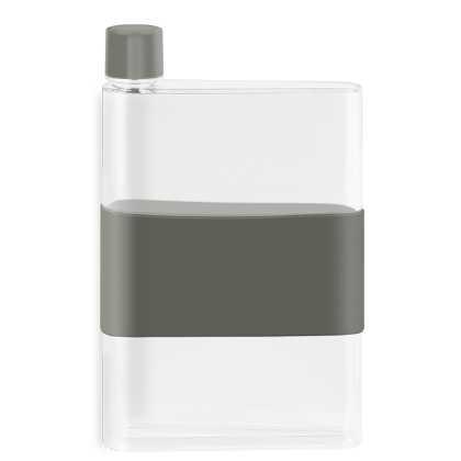 genie Note Bottle with Silicone Band - 420ml Transparent/Grey