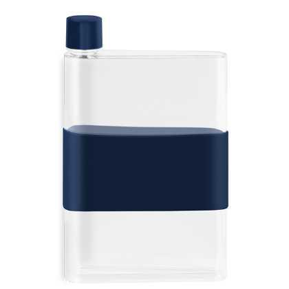 genie Note Bottle with Silicone Band - 420ml Transparent/Navy Blue