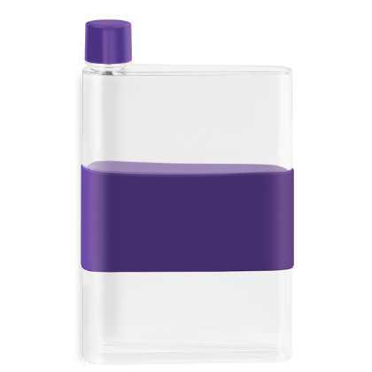 genie Note Bottle with Silicone Band - 420ml Transparent/Purple