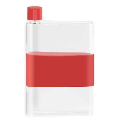 genie Note Bottle with Silicone Band - 420ml Transparent/Red