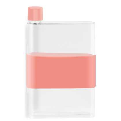 genie Note Bottle with Silicone Band - 420ml Transparent/Pastel Pink