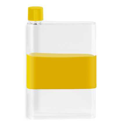 genie Note Bottle with Silicone Band - 420ml Transparent/Yellow