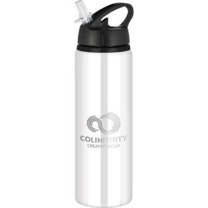 Tide Aluminium Water Bottle with Flip Sipper Lid - 750ml White