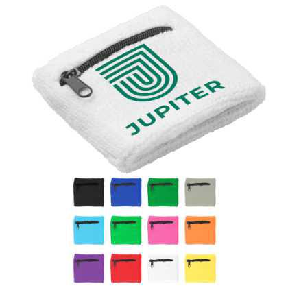 Active Sweat Wristband with Zipped Pocket