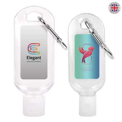 Hand Sanitiser Gel Bottle with Carabiner Clip