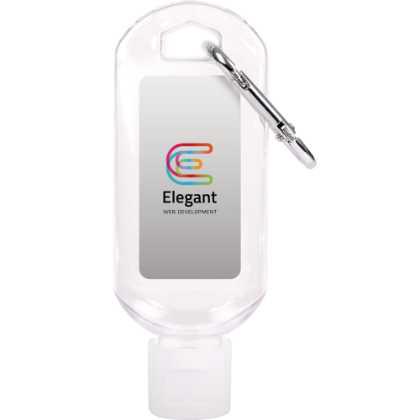 Hand Sanitiser Gel Bottle with Carabiner Clip - 50ml