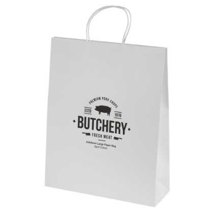 Bags - Ashdown Large Paper Gift Bag with Twisted Handles - White - 200GSM