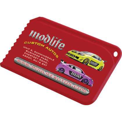 Recycled Snap Credit Card Ice Scraper Red