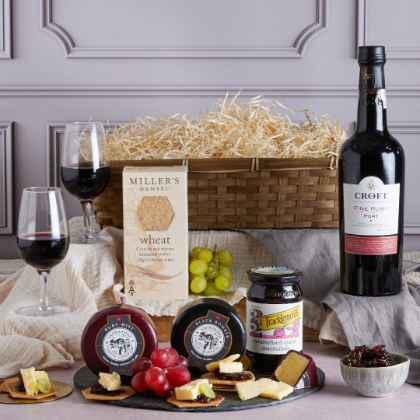 luxury port & cheese hamper