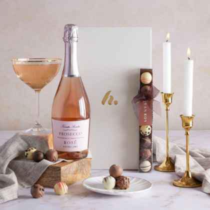 prosecco rosé & belgian chocolates hamper