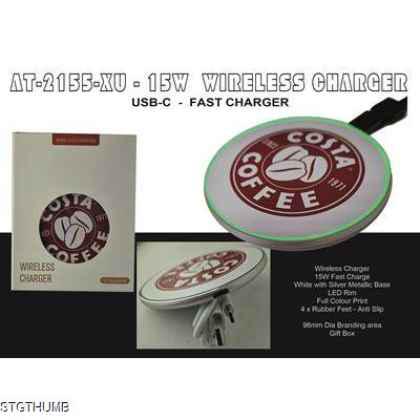 WOODY ROUND 15W FAST CHARGE CORDLESS CHARGER.