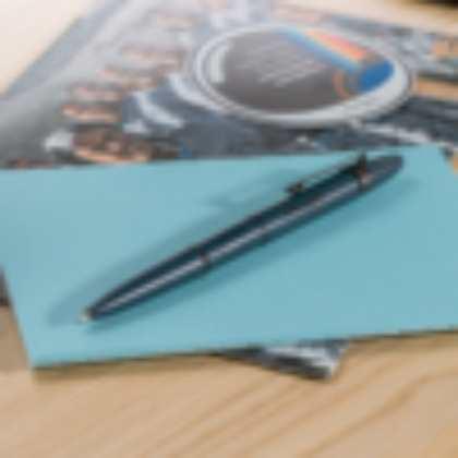ELITE NAVY BLUE CERAKOTE ® BULLET SPACE PEN WITH MATTE BLACK POCKET CLIP AND AXIOM SPACE LOGO 