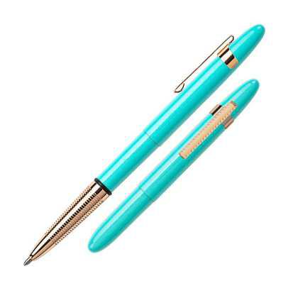 BULLET PEN – TAHITIAN BLUE WITH GOLD FINGER GRIP + CLIP – f400tbl-gfggl