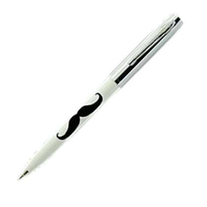 CAP-O-MATIC – CHROME CAP WHITE PLASTIC BARREL WITH MOUSTACHE IMAGE – FS775 Moustache