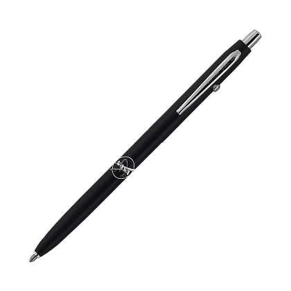 SHUTTLE SPACE PEN – MATTE BLACK WITH CHROME ACCENTS & WHITE NASA MEATBALL LOGO – fch4bc-nasamb