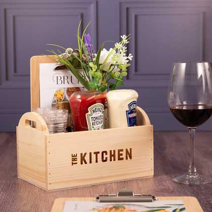 Natural Tabletop Condiment Caddy with Handles