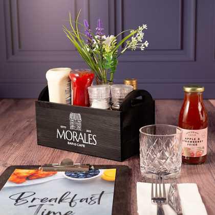 Black Tabletop Condiment Caddy with Handles