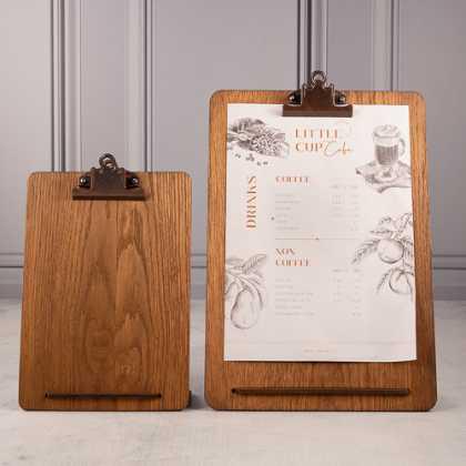 Freestanding Wooden Clipboard (Bronze clip)