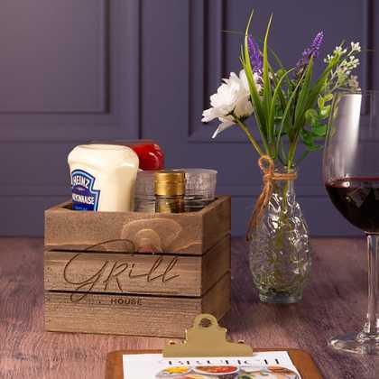 Rustic Mini Wooden Crate Condiment Holder