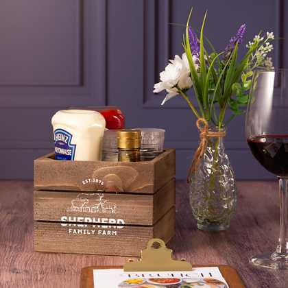 Rustic Mini Wooden Crate Condiment Holder