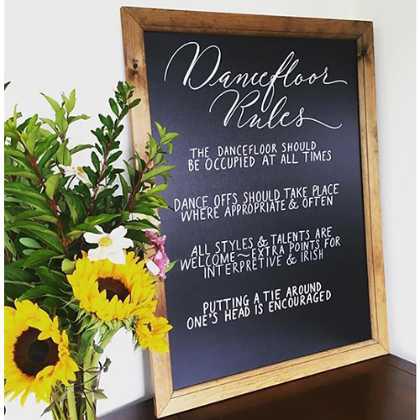 Framed Chalkboard Signage for Wedding Reception