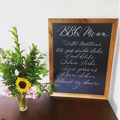 Framed Chalkboard Signage for Wedding Reception