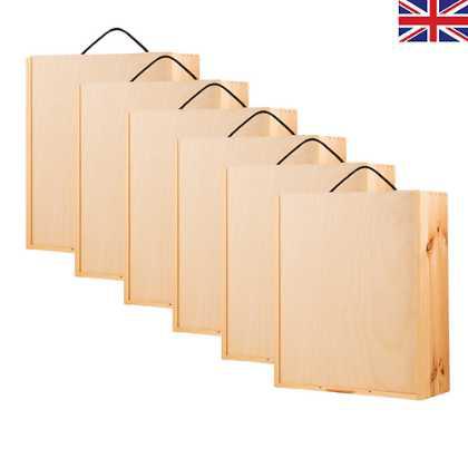 Three Bottle Pine Sliding Lid Box (6 Pack)