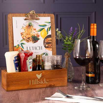 Dark Oak Tabletop Condiment Holder