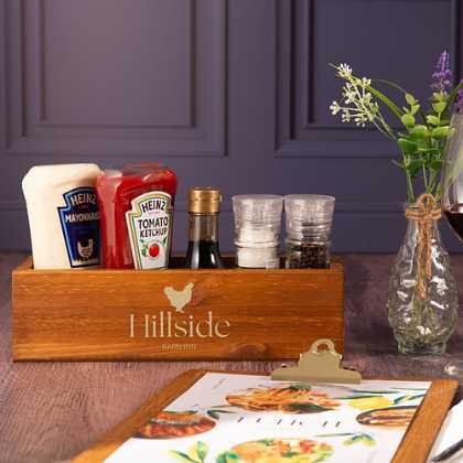 Dark Oak Tabletop Condiment Holder