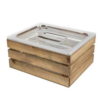 Wooden Ice Bucket Crate